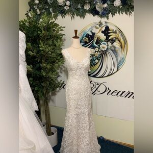 Rebecca Ingram 7RS301 Lace Bridal Wedding Dress Gown Size 10